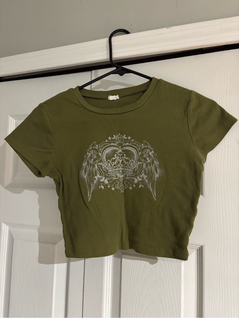 Garage Olive Green Graphic Crop Tee